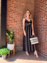 Load image into Gallery viewer, Embroidered Striped Twist Front Dress