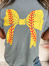 Load image into Gallery viewer, Softball Bow | Grey Graphic Tee