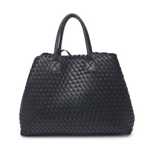 Load image into Gallery viewer, Ithaca Woven Vegan Leather Tote: Black