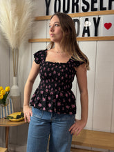 Load image into Gallery viewer, Tops Elodie | Smocked Bodice Top with Flutter Sleeve