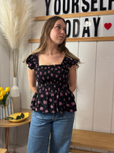Load image into Gallery viewer, Tops Elodie | Smocked Bodice Top with Flutter Sleeve
