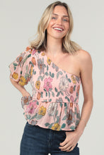 Load image into Gallery viewer, Tops One-Shoulder Smocked Top | Pink Floral