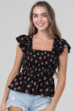 Load image into Gallery viewer, Tops Smocked Bodice Top with Flutter Sleeve