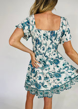 Load image into Gallery viewer, Annie Flutter with Twist Front Teal Dress