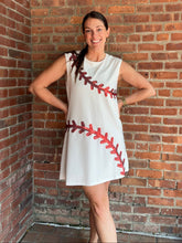 Load image into Gallery viewer, Baseball In Stitches | Baseball White Dress