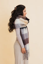 Load image into Gallery viewer, Fuzzy Checkered Scarf | Tan