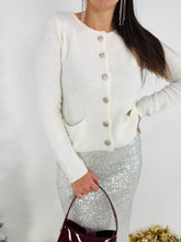 Load image into Gallery viewer, Sweater Ivory Button Front Cardigan