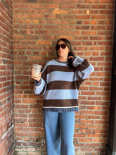 Load image into Gallery viewer, Sweater Makayla | Oversized Stripe Crewneck Long Sleeve Sweater in Blue