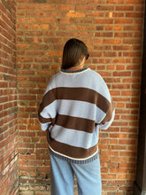Load image into Gallery viewer, Sweater Makayla | Oversized Stripe Crewneck Long Sleeve Sweater in Blue