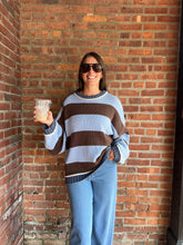 Load image into Gallery viewer, Sweater Makayla | Oversized Stripe Crewneck Long Sleeve Sweater in Blue