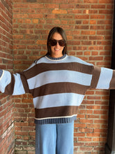 Load image into Gallery viewer, Sweater Makayla | Oversized Stripe Crewneck Long Sleeve Sweater in Blue