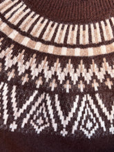 Load image into Gallery viewer, Sweater Tilly | Dark Brown Fair Isle Yoke Crew Neck Knit Pullover