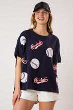 Load image into Gallery viewer, Baseball Baseball Sequin Tee | Navy