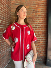 Load image into Gallery viewer, Baseball Sequin Baseball Jersey | Red
