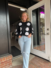 Load image into Gallery viewer, Baseball Sequin Baseball Shirt | Black