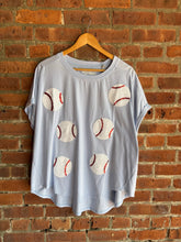 Load image into Gallery viewer, Baseball Sequin Baseball Tee | Blue