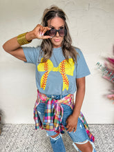 Load image into Gallery viewer, Baseball Softball Bow | Grey Graphic Tee
