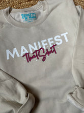 Load image into Gallery viewer, Graphic Apparel Manifest that shit | Beige Crewneck Sweatshirt