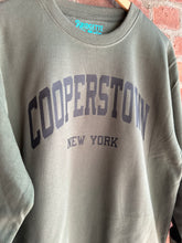 Load image into Gallery viewer, Graphic Baseball Cooperstown NY Varsity | Green Crewneck Graphic Sweatshirt