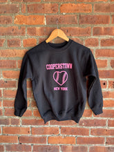Load image into Gallery viewer, Graphic Baseball Pink Puff Baseball Heart | Youth Black Sweatshirt