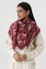 Load image into Gallery viewer, Scarves Burgundy Women Paisley Print Tassel Triangle Scarf Warm Shawl Wrap