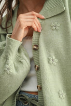 Load image into Gallery viewer, Sweater Cozy Pastel Cardigan with Floral Embellishments