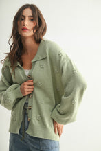 Load image into Gallery viewer, Sweater Cozy Pastel Cardigan with Floral Embellishments