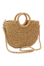 Load image into Gallery viewer, Bags Large Daisy Rattan Wicker Crossbody Clutch Bag | Tan