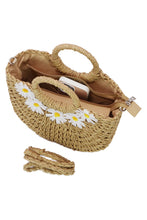 Load image into Gallery viewer, Bags Large Daisy Rattan Wicker Crossbody Clutch Bag | Tan