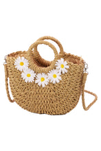 Load image into Gallery viewer, Bags Large Daisy Rattan Wicker Crossbody Clutch Bag | Tan