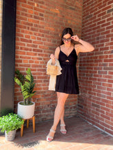 Load image into Gallery viewer, black twisted front mini dress with adjustable straps Cooperstown, NY 13326