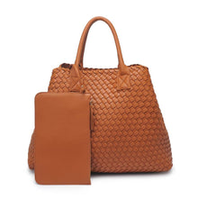 Load image into Gallery viewer, Ithaca Woven Vegan Leather Tote: Burgundy