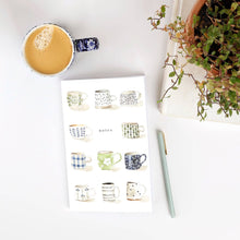 Load image into Gallery viewer, Lifestyle Softtouch Cover Notebook with Original Watercolor Artwork: Mugs