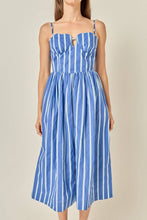 Load image into Gallery viewer, Marine Striped Maxi Dress: BLUE STRIPE / XS