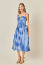 Load image into Gallery viewer, Marine Striped Maxi Dress: BLUE STRIPE / XS