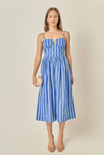 Load image into Gallery viewer, Marine Striped Maxi Dress: BLUE STRIPE / XS