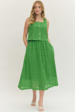 Load image into Gallery viewer, Bottoms Everly | Eyelet Midi Skirt in Green