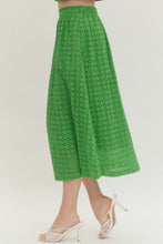 Load image into Gallery viewer, Bottoms Everly | Eyelet Midi Skirt in Green