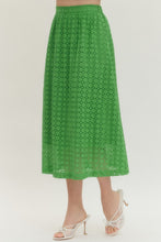 Load image into Gallery viewer, Bottoms Everly | Eyelet Midi Skirt in Green