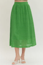 Load image into Gallery viewer, Bottoms Everly | Eyelet Midi Skirt in Green