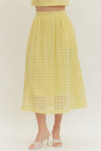 Load image into Gallery viewer, Bottoms Everly | Eyelet Midi Skirt in Lemon