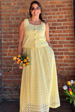 Load image into Gallery viewer, Bottoms Everly | Eyelet Midi Skirt in Lemon