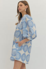 Load image into Gallery viewer, Dresses Evelyn | Blue Print Puff Sleeve Dress