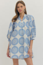 Load image into Gallery viewer, Dresses Evelyn | Blue Print Puff Sleeve Dress