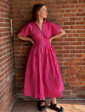 Load image into Gallery viewer, Dresses Gwyneth | Red Pink Vertical Stripe Zip Dress