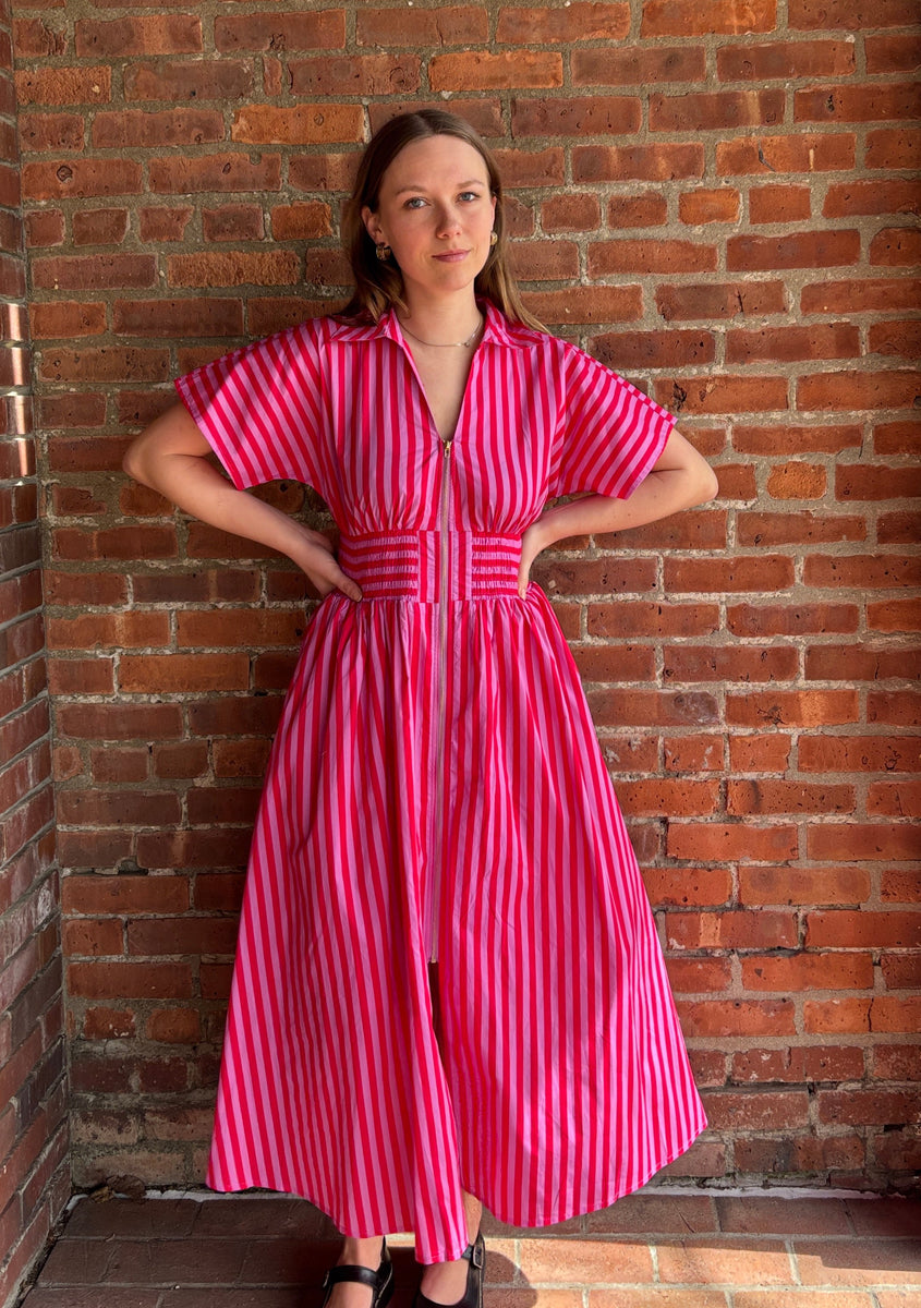 pink vertical stripe dress Cameron Pink & White Striped Dress