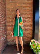 Load image into Gallery viewer, Dresses Tara | Green Sleeveless White Trim Dress