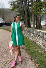Load image into Gallery viewer, Dresses Tara | Green Sleeveless White Trim Dress