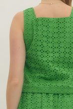 Load image into Gallery viewer, Tops Everly | Eyelet Sleeveless Top in Green