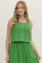 Load image into Gallery viewer, Tops Everly | Eyelet Sleeveless Top in Green